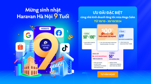 KHUYẾN MÃI LINH ĐÌNH, MỪNG WEBSITE HÀ NỘI LÊN 9! ƯU ĐÃI ĐẶC BIỆT cùng nhà kinh doanh tăng tốc mùa Mega Sales