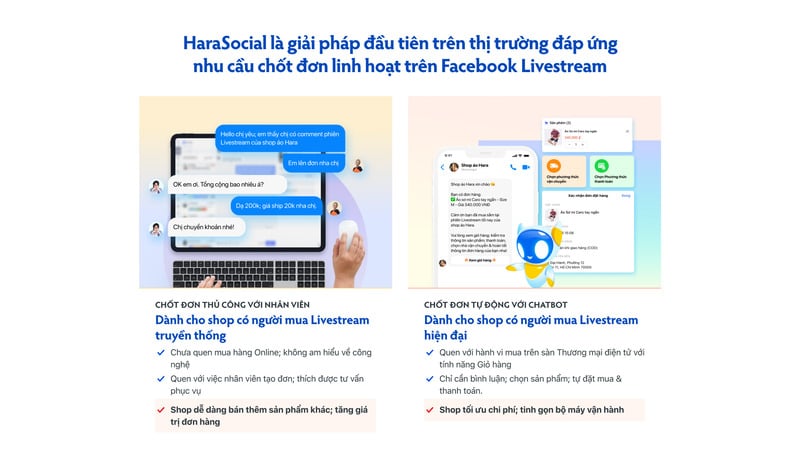 Công cụ Chốt đơn bán hàng Livestream Facebook của Social là công cụ tiên phong tại thị trường Việt Nam với 2 hình thức chốt đơn