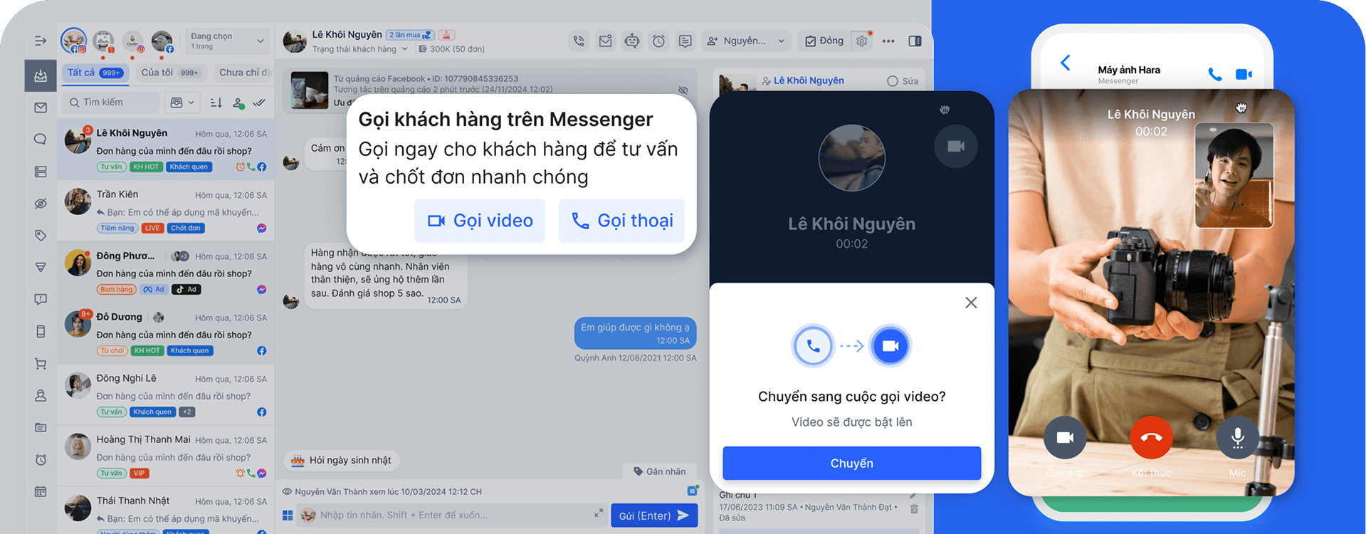 Messenger Calling trên Website Social
