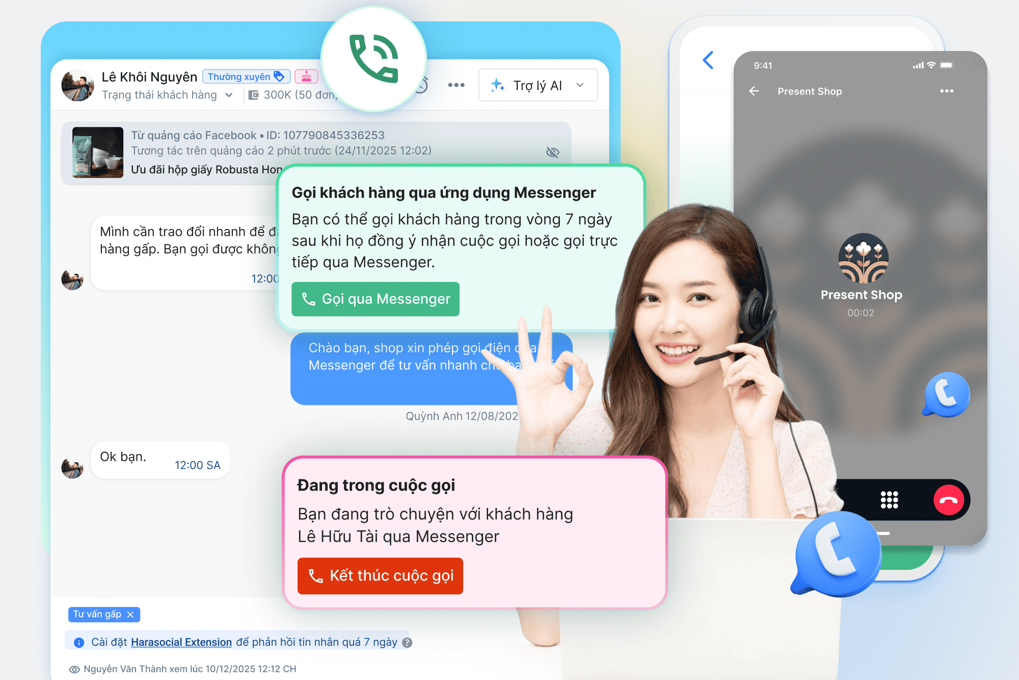Messenger Calling trên Website Social